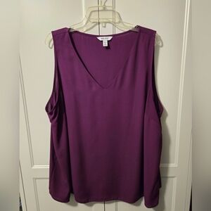 Nine West Deep Purple V-Neck Sleeveless Blouse Size 2X